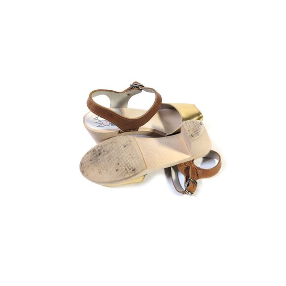 MAGUBA Clogs 37 Gold Open Toe Leather Heeled Swedish Clog Sandals *PRIMO* - Picture 9 of 12